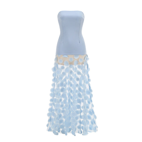 display: Front view of 3D Floral Strapless Dress