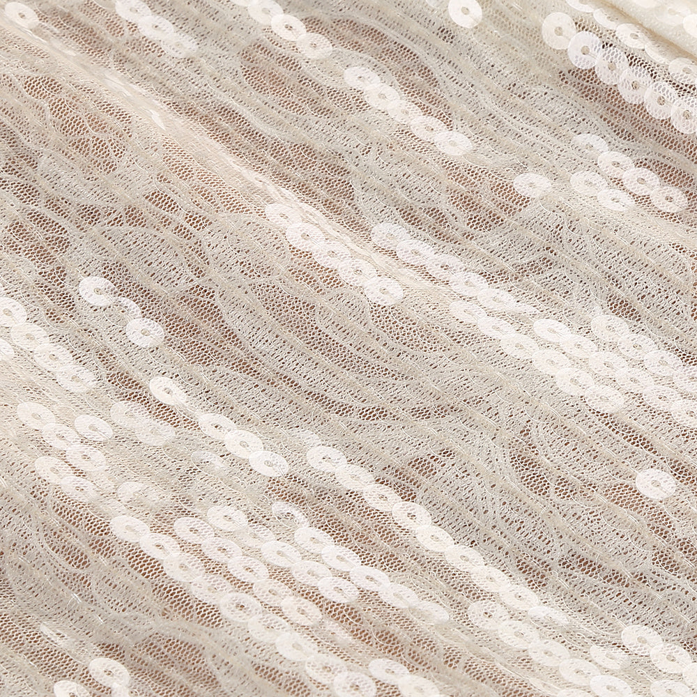  Close-up detail 3 of Champagne Sequin Floral Gown