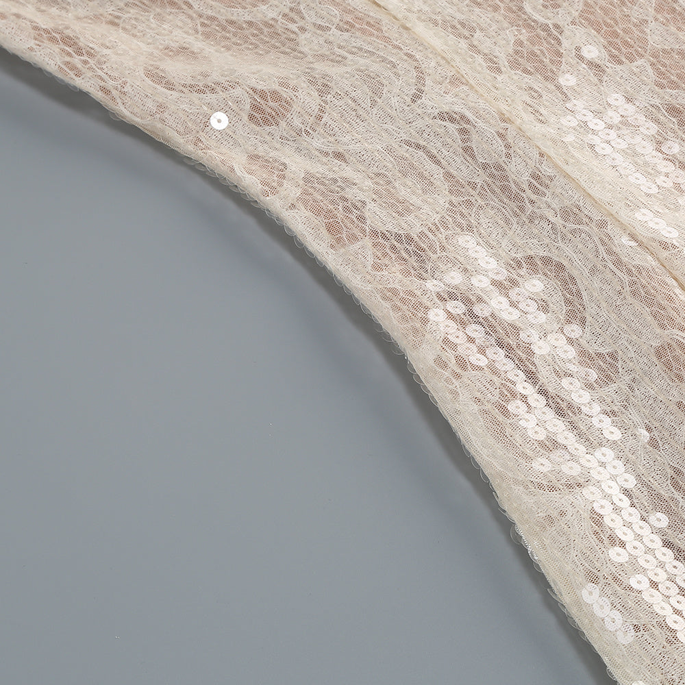  Close-up detail 10 of Champagne Sequin Floral Gown