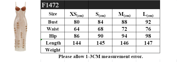 Size guide for Champagne Sequin Floral Gown