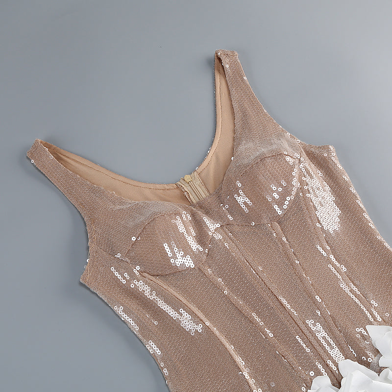  Close-up detail 1 of Sequin Floral Bodycon Dress