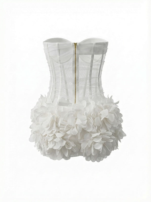 display: Back view of Tulle Bouquet Strapless Gown