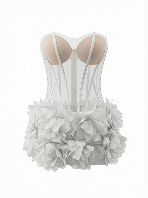 display: Front view of Tulle Bouquet Strapless Gown