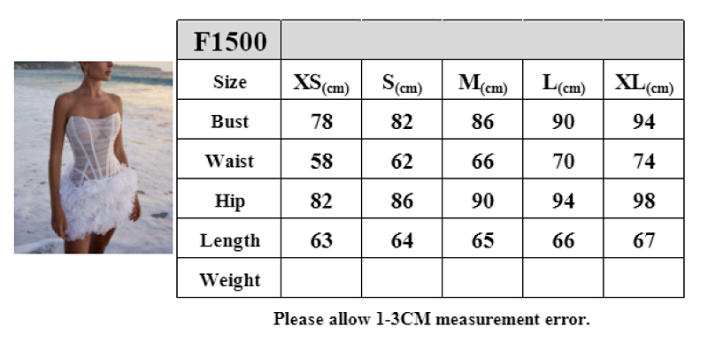 Size guide for Tulle Bouquet Strapless Gown