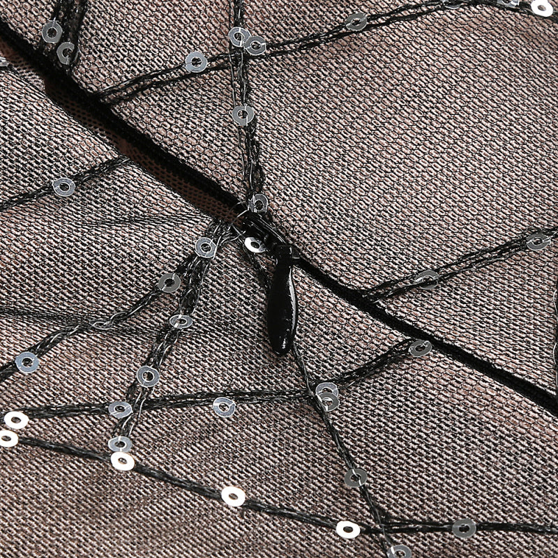  Close-up detail 1 of Rhinestone Tiered Party Dress In Black-White