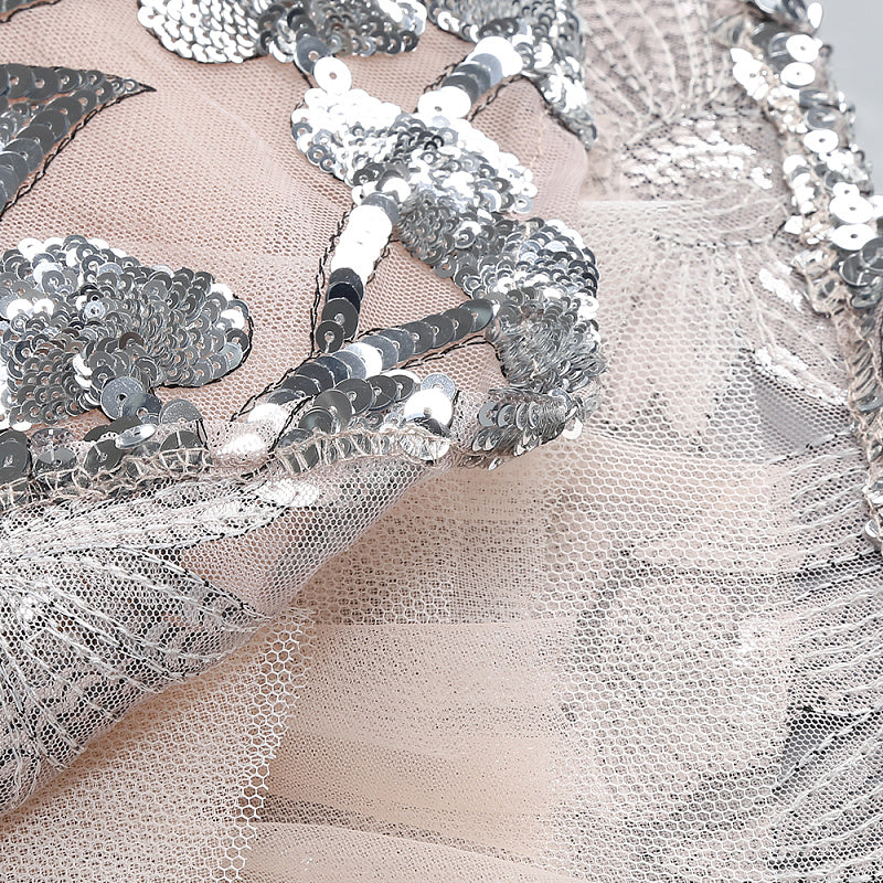  Close-up detail 7 of Silver Sequin Mini Gown