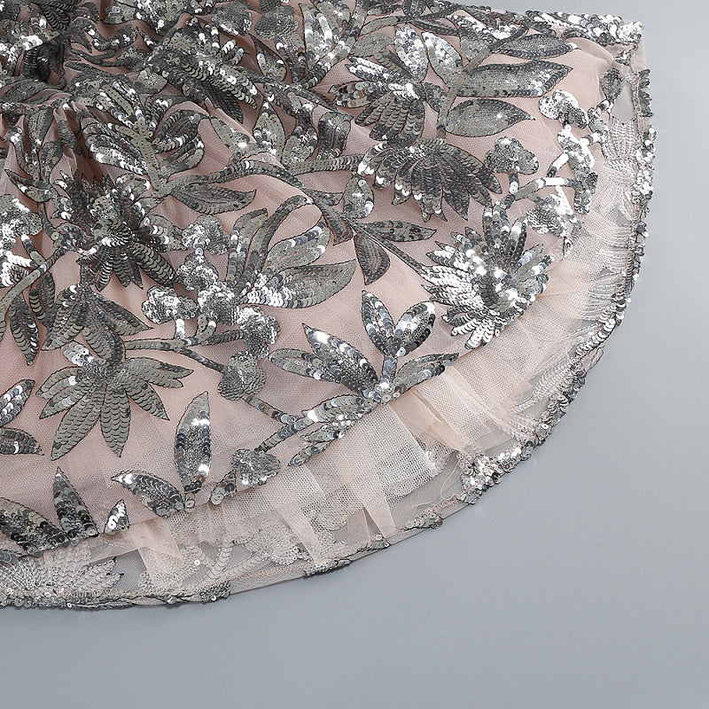  Close-up detail 5 of Silver Sequin Mini Gown