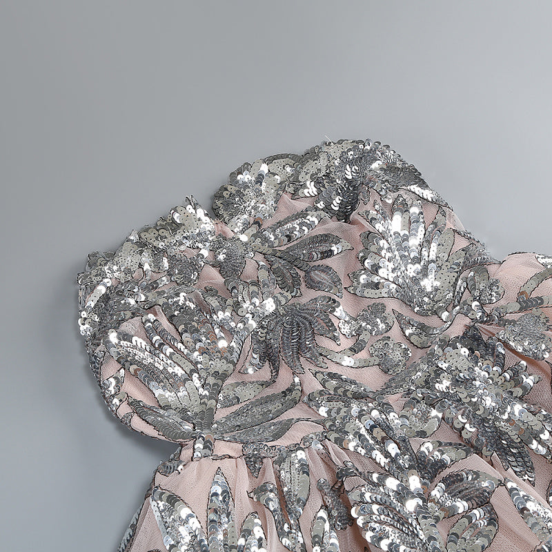  Close-up detail 3 of Silver Sequin Mini Gown
