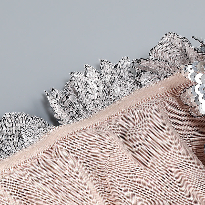 Close-up detail 2 of Silver Sequin Mini Gown