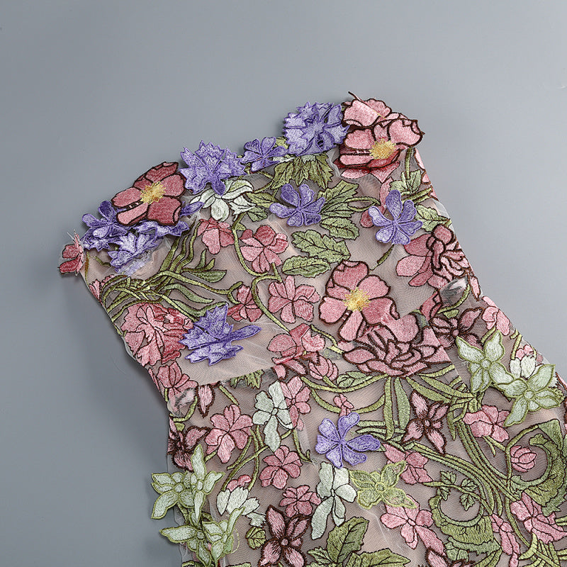  Close-up detail 2 of Floral Strapless Midi Dress