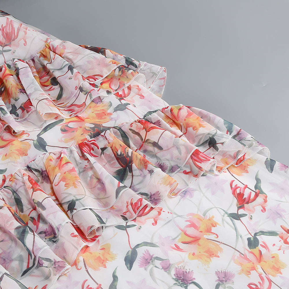  Close-up detail 4 of Floral One-Shoulder Maxi Dress