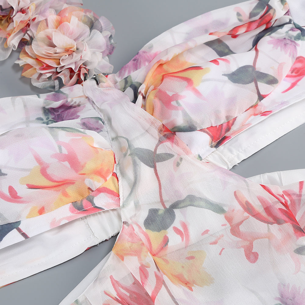 detail: Close-up detail 1 of Floral One-Shoulder Maxi Dress