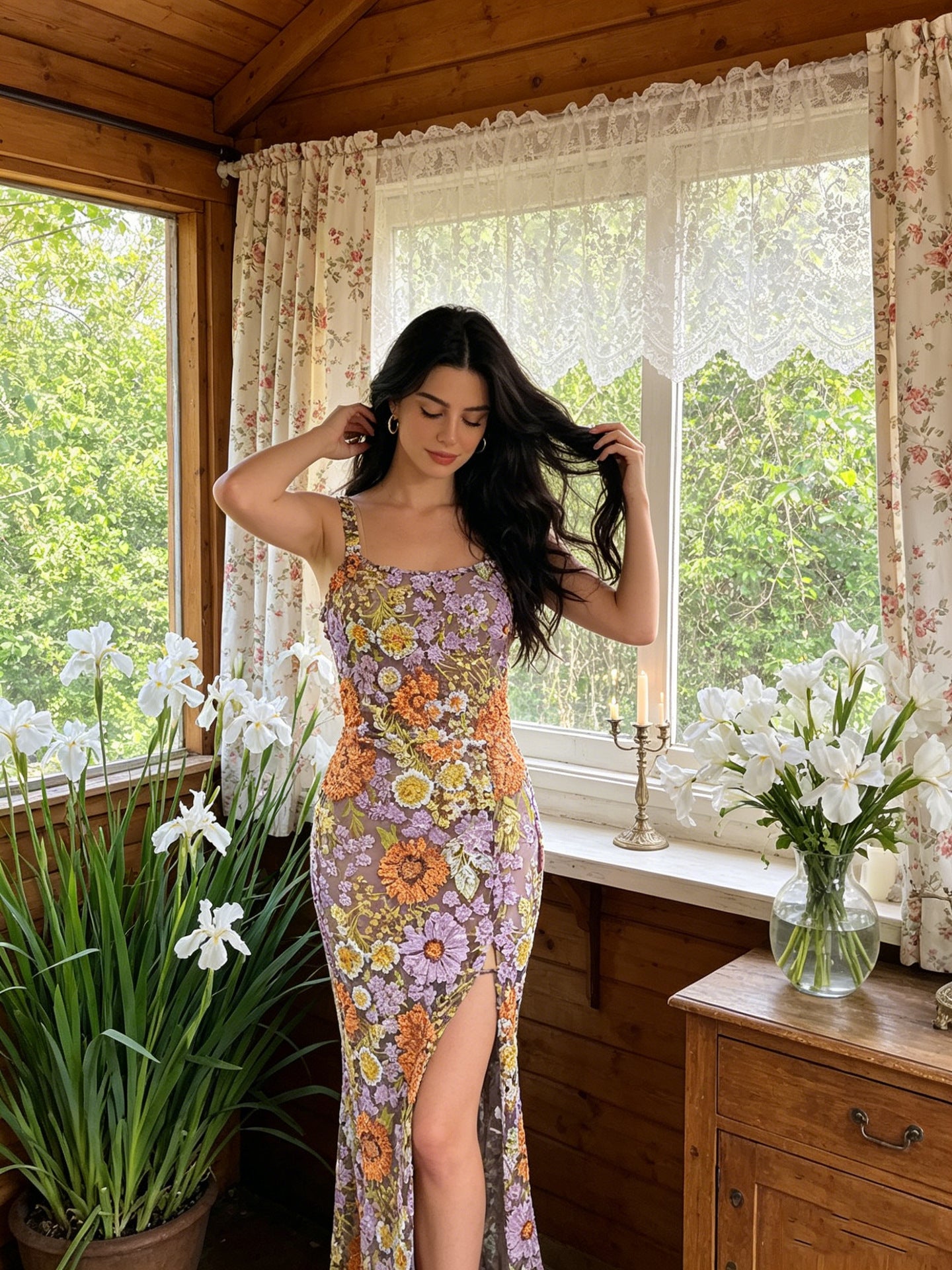  Sequin Party Gown styled in a real-life setting