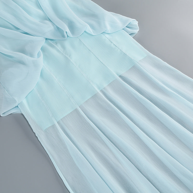  Close-up detail 1 of Sheer Sash Halter Maxi Dress
