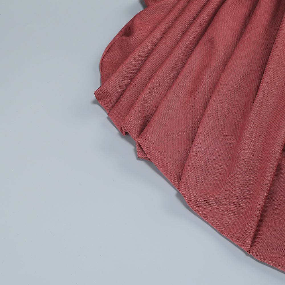  Close-up detail 2 of Mock Neck Ruffle Bodycon Maxi Dress