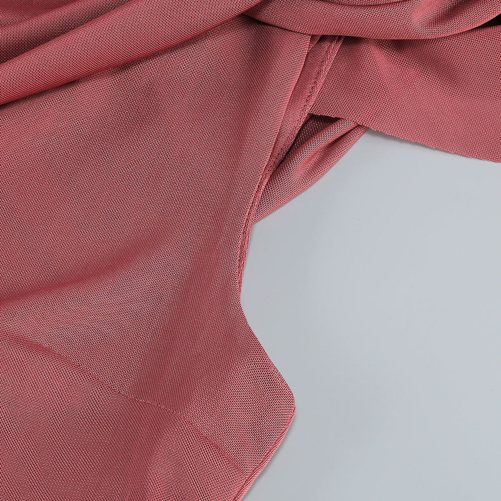  Close-up detail 3 of Mock Neck Ruffle Bodycon Maxi Dress