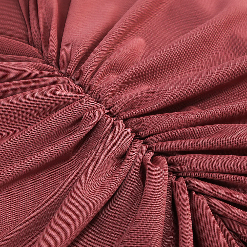  Close-up detail 5 of Mock Neck Ruffle Bodycon Maxi Dress