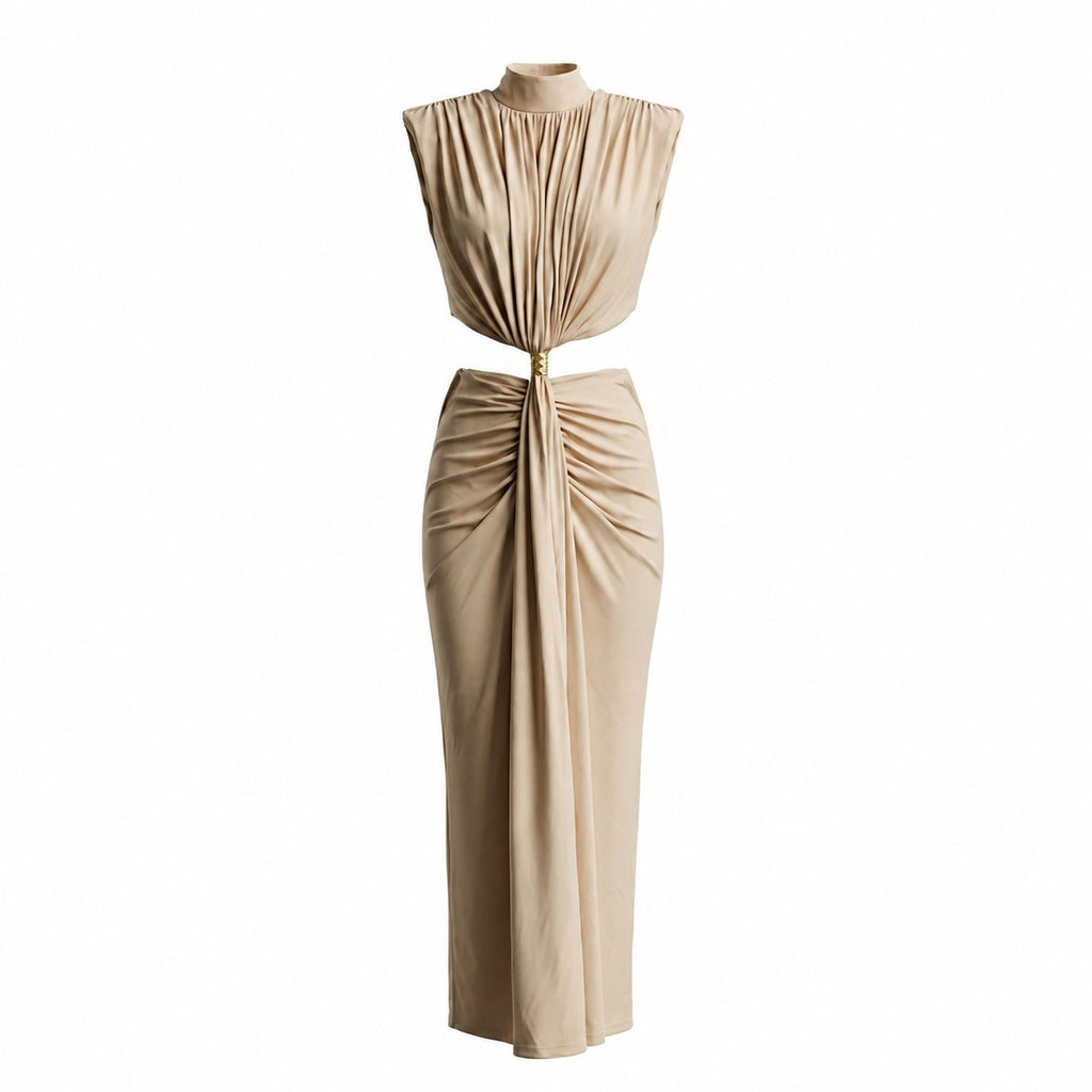 display: Front view of Twist Cutout Maxi Dress