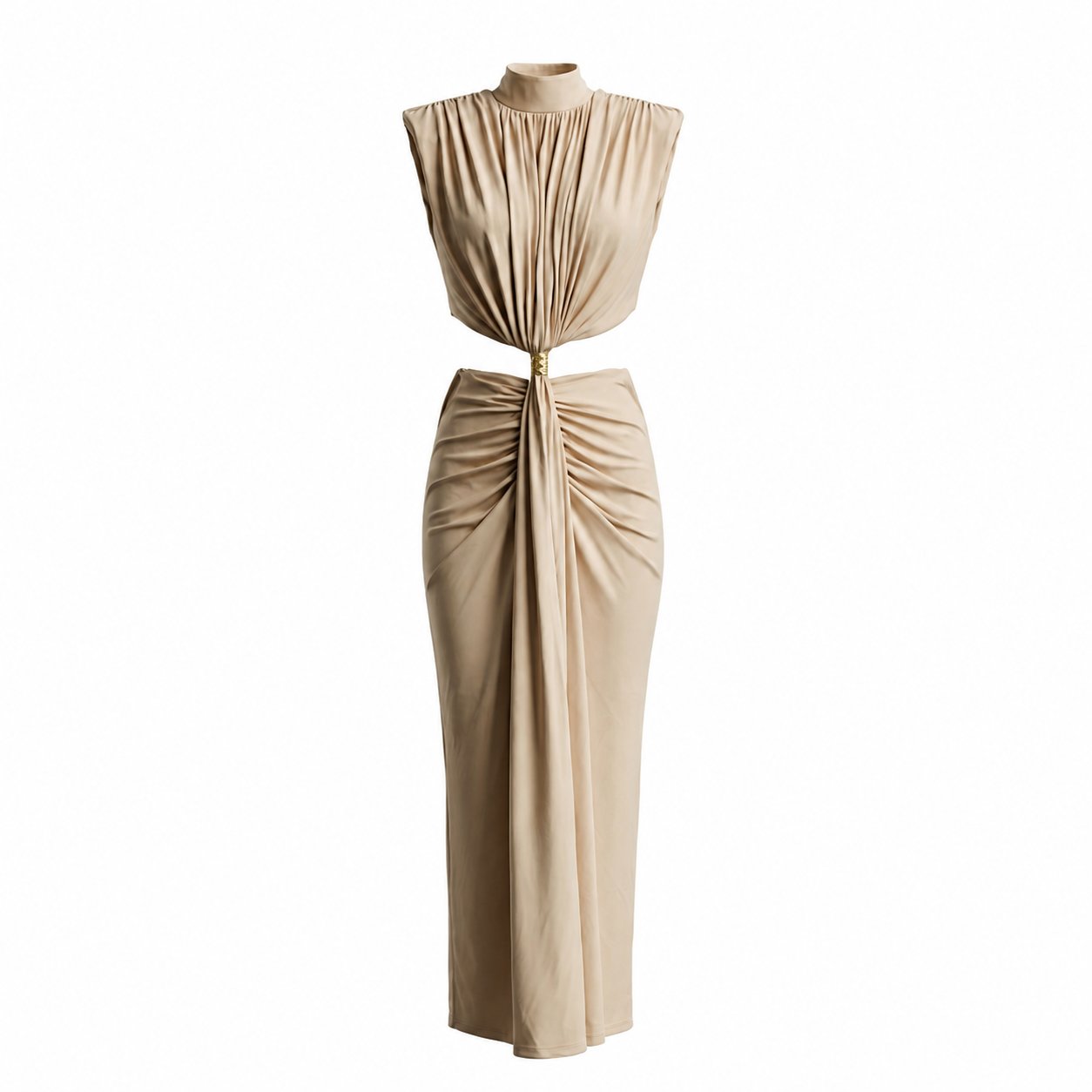 display: Front view of Twist Cutout Maxi Dress